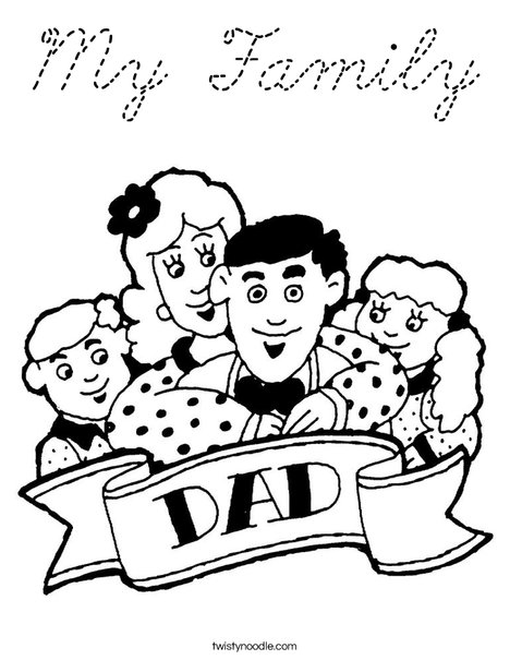 Dad and Family Coloring Page