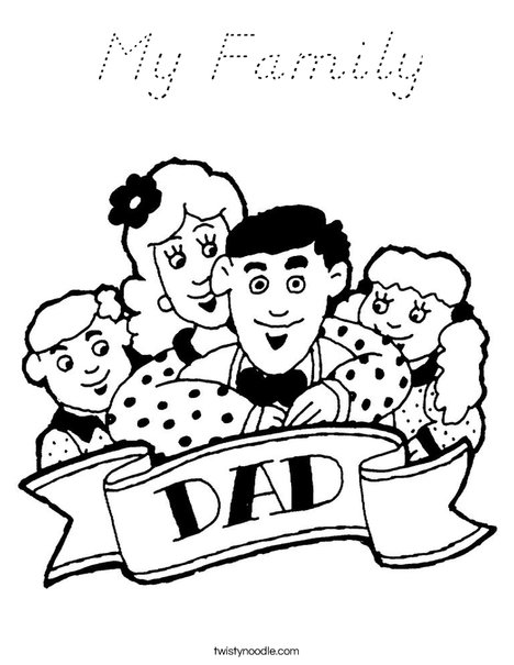 Dad and Family Coloring Page