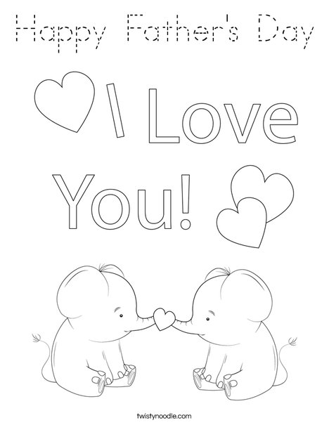 Happy Father's Day Giraffes Coloring Page