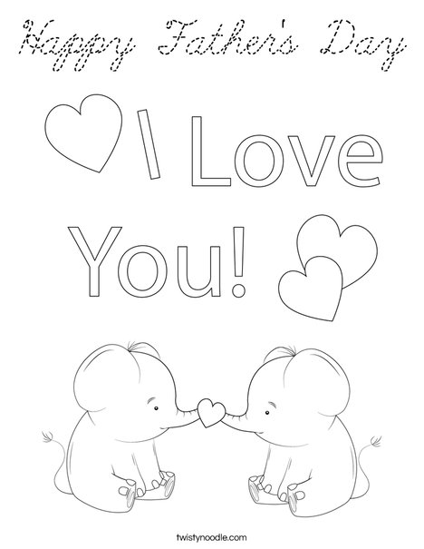 Happy Father's Day Giraffes Coloring Page