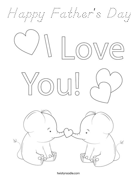 Happy Father's Day Giraffes Coloring Page