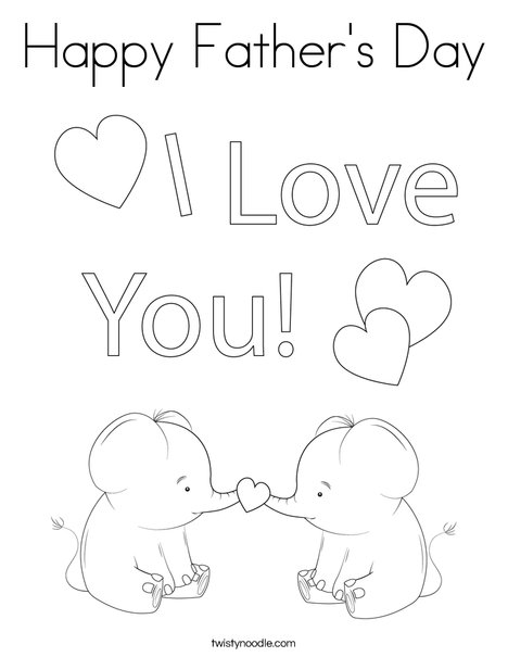 Happy Father's Day Giraffes Coloring Page