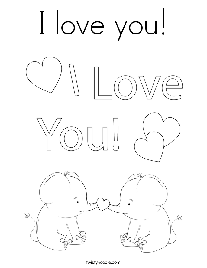 I love you Coloring Page - Twisty Noodle