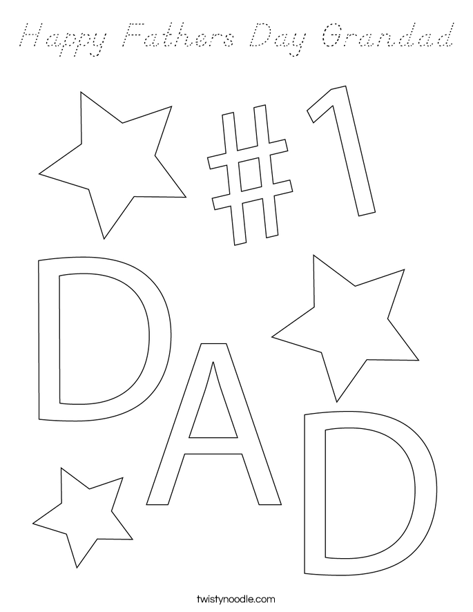 Happy Fathers Day Grandad Coloring Page