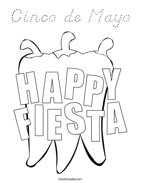 Happy Fiesta Peppers Coloring Page