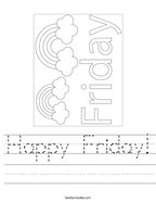handwriting practice days of the week Happy Friday Handwriting Sheet