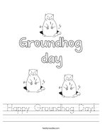 Happy Groundhog Day Handwriting Sheet