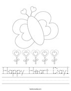 Happy Heart Day Handwriting Sheet