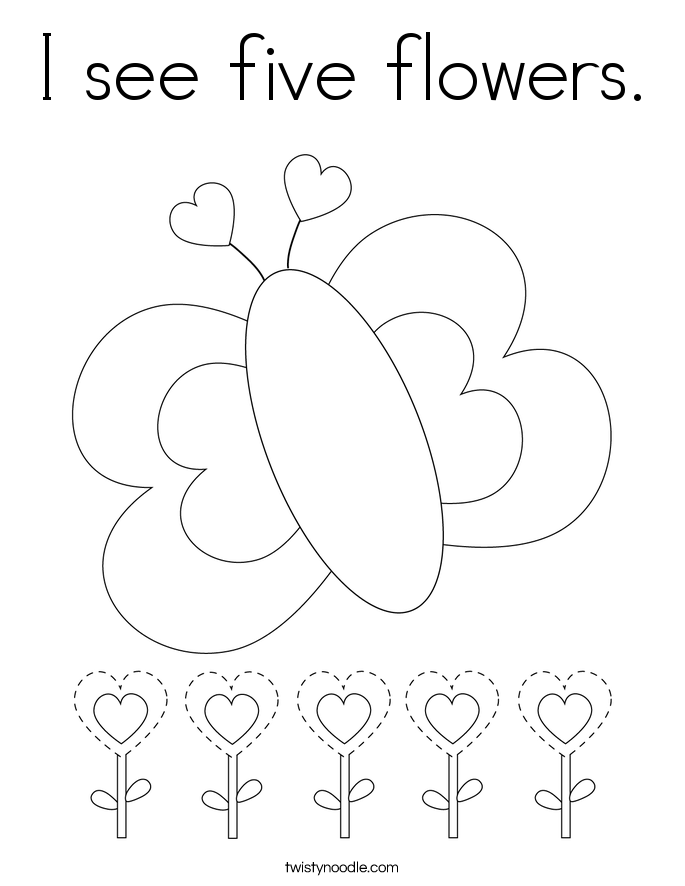 I see five flowers. Coloring Page