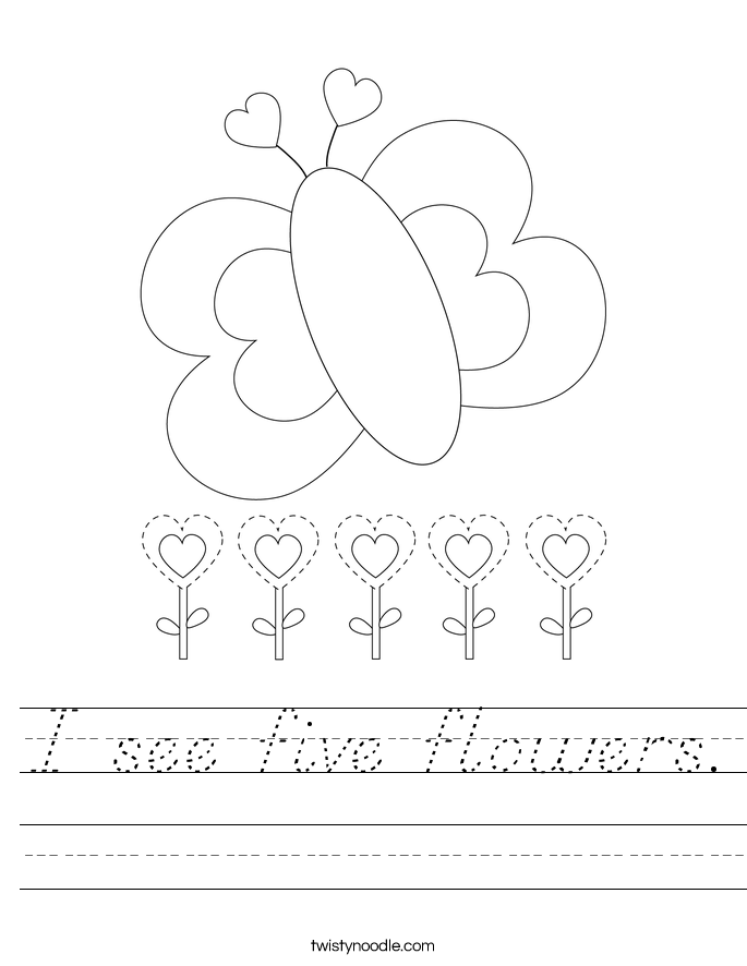 I see five flowers. Worksheet