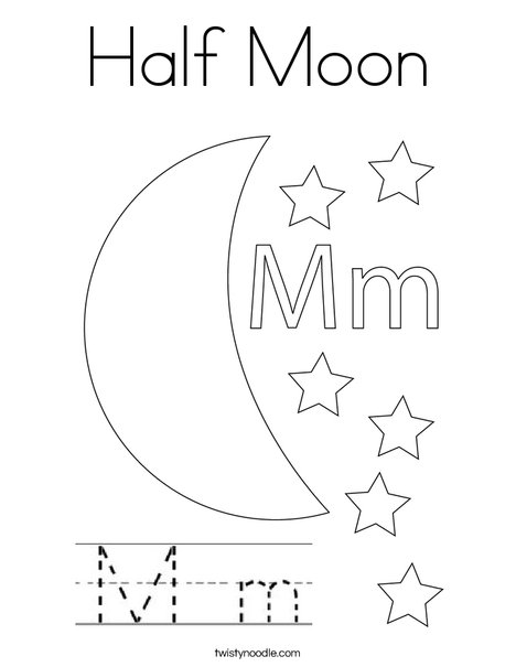 Half Moon Coloring Page - Twisty Noodle