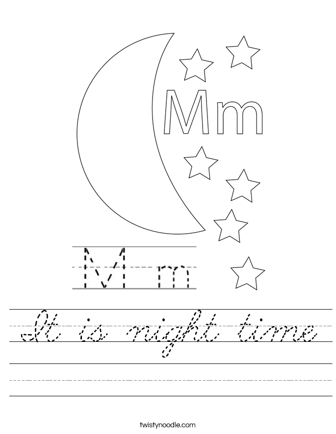 It is night time Worksheet