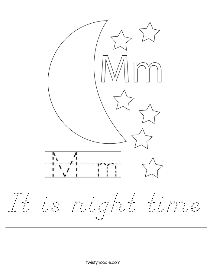 It is night time Worksheet