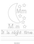 It is night time Worksheet