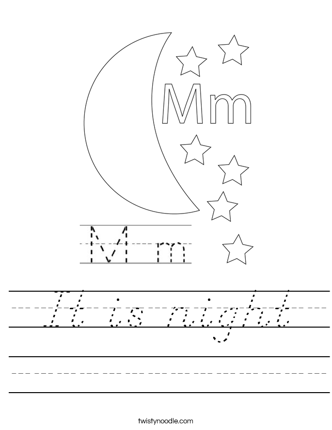 It is night Worksheet