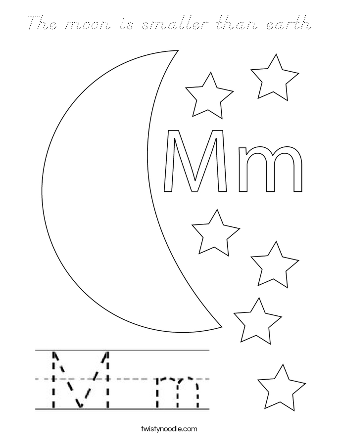 The moon is smaller than earth Coloring Page