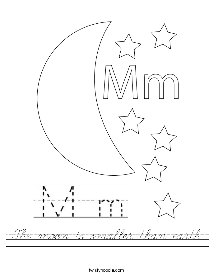 The moon is smaller than earth Worksheet