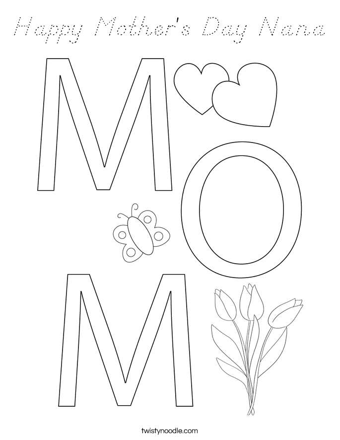 Happy Mother's Day Nana Coloring Page