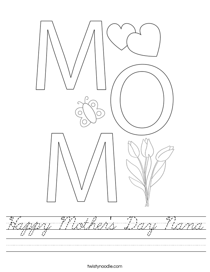 Happy Mother's Day Nana Worksheet