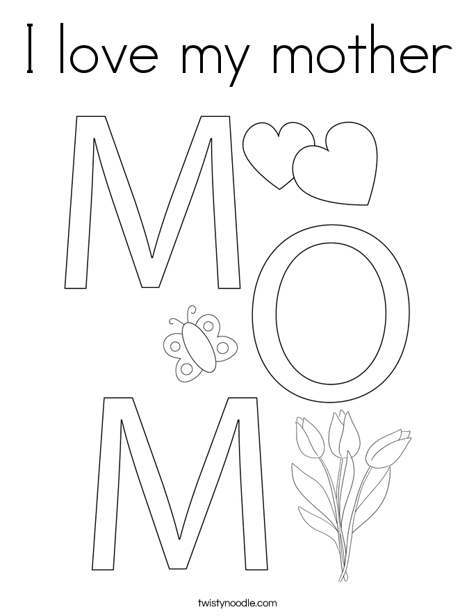 I love my mother Coloring Page