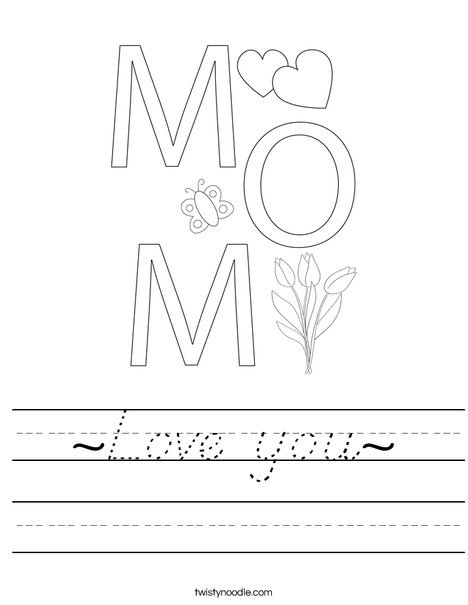 I Love You Heart Worksheet