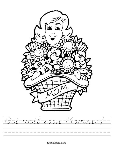 Mom with Flowers Worksheet