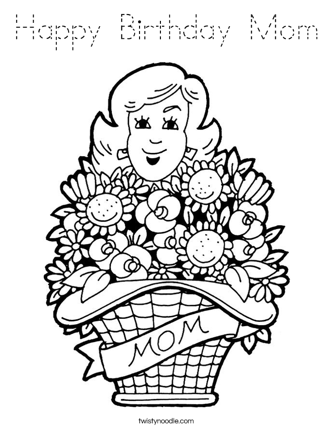 Happy Birthday Mom Coloring Page