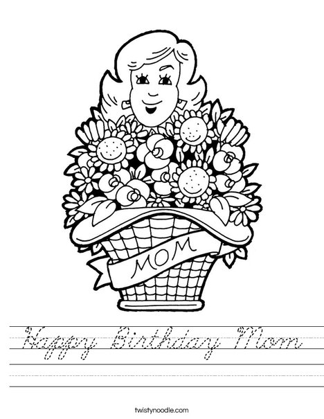 Mom with Flowers Worksheet