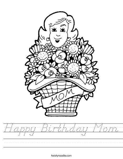 Mom with Flowers Worksheet