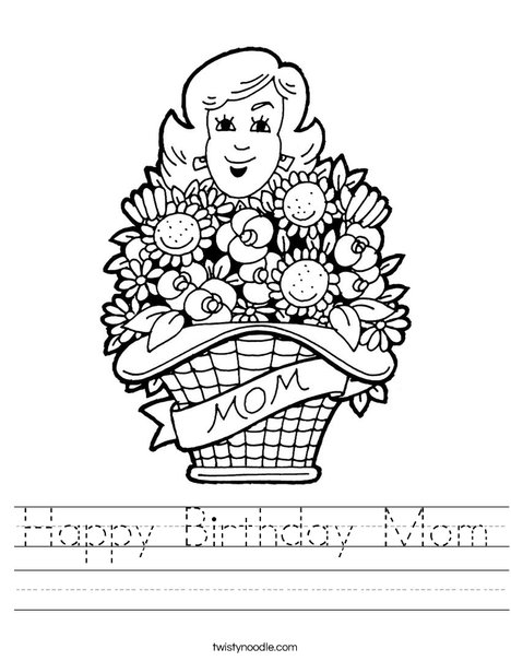 Mom with Flowers Worksheet