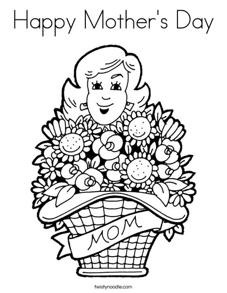 Mom with Flowers Coloring Page