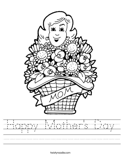 Mom with Flowers Worksheet