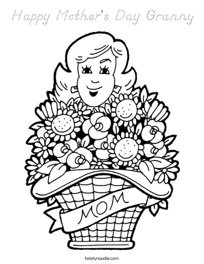 Happy Mother's Day Granny Coloring Page