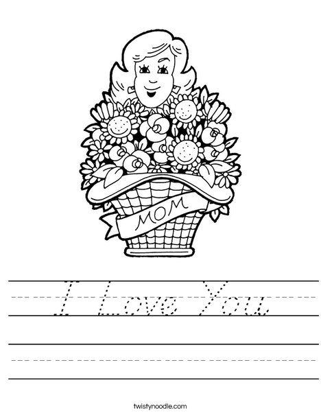 Mom with Flowers Worksheet