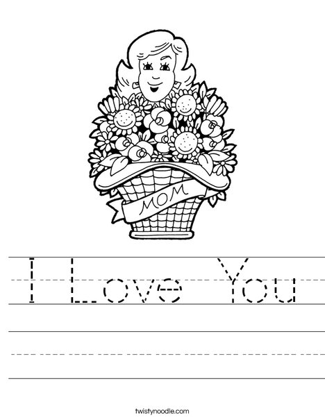 Mom with Flowers Worksheet