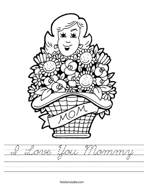 Mom with Flowers Worksheet