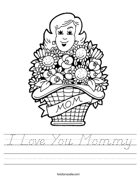 Mom with Flowers Worksheet