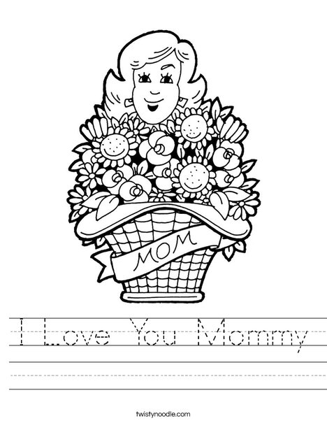 Mom with Flowers Worksheet