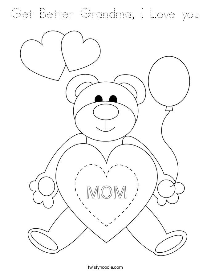 Get Better Grandma, I Love you Coloring Page
