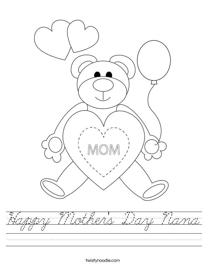 Happy Mother's Day Nana Worksheet