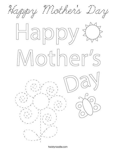 Happy Mother's Day Bear Coloring Page