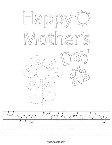 Happy Mother's Day Bear Worksheet