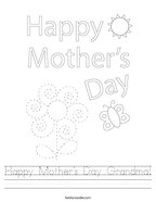 Happy Mother's Day Grandma Handwriting Sheet