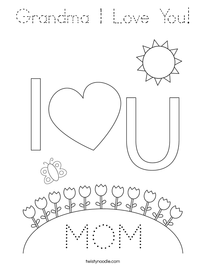 Grandma I Love You! Coloring Page