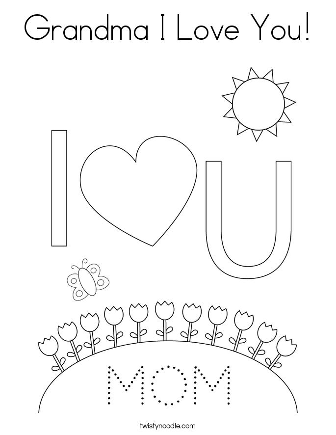 Grandma I Love You! Coloring Page