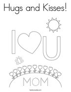 Hugs and Kisses Coloring Page