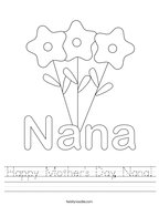 Happy Mother's Day, Nana Handwriting Sheet