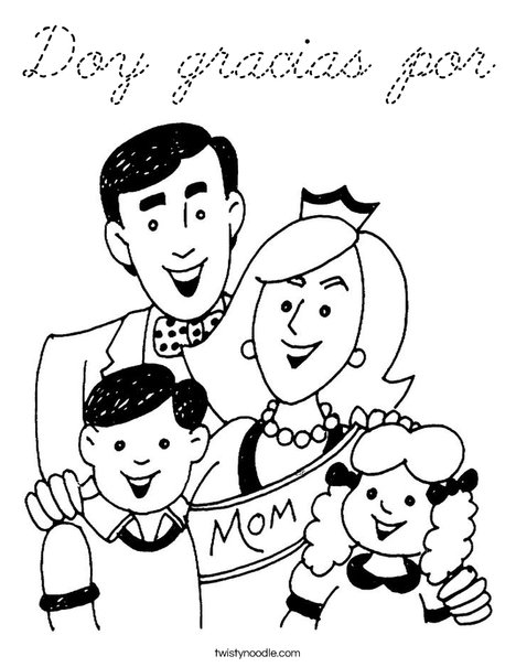 Mom and Family Coloring Page