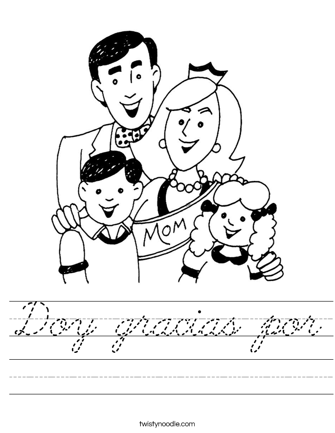 Doy gracias por Worksheet Cursive Twisty Noodle Doy gracias por Worksheet Cursive Twisty Noodle