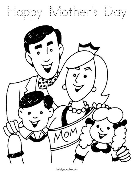 Mom and Family Coloring Page